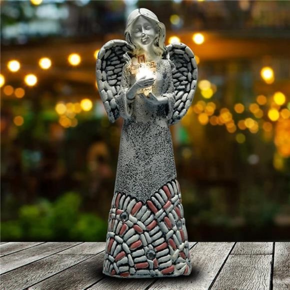 Angel Garden Statues Outdoor Solar Yard Decorations, 10.24 inches